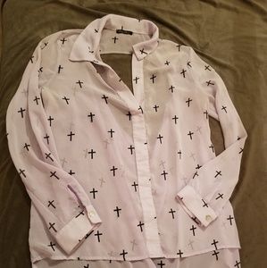 High-low, open back blouse